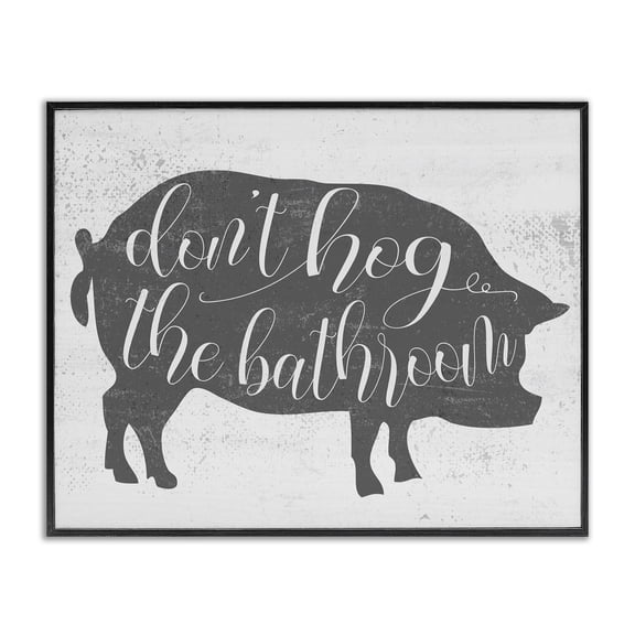 Stupell Industries Cottage Don't Hog the Bathroom Farmhouse Black Framed Giclee Art, 14 x 11, by Lil' Rue