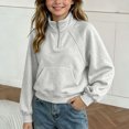 thumbnail image 4 of Mifsaly Boys Girls Sweatshirt Half Zip Long Sleeve Pullover Sweatshirts Kids Comfortable Casual Fall Winter Warm Outerwear Gray,7-8 Years, 4 of 7