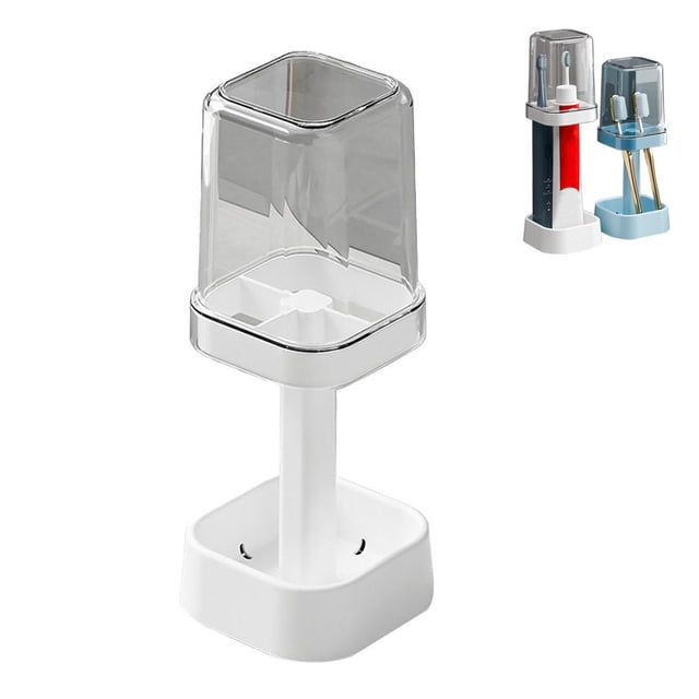 Family Toothbrush Holder Set with Transparent Cups, Bathroom Toothpaste Organizer