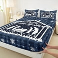 thumbnail image 3 of jejeloiu Merry Christmas Modern Geometric Checkered Blue White Black Full Sheet Set,Luxury Unisex Bedding,4pcs, 3 of 7
