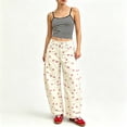 thumbnail image 2 of Y2k Polka Dot Barrel Jeans Women High Waist Button Fly Wide Leg Denim Pant Vintage Wide Leg Ruched Jeans, 2 of 5
