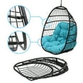 thumbnail image 4 of Abble Indoor Outdoor Wicker Hanging Egg Chair with Stand, Foldable Swing Chair with Cushion, Aqua, 4 of 5