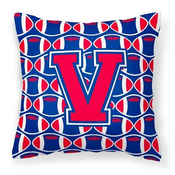 Letter V Football Harvard Crimson & Yale Blue Fabric Decorative Pillow