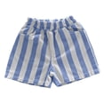thumbnail image 2 of Rggeeun Boys Toddler Cute Striped Shorts Cotton Linen Side Pockets Elastic Waist Wide Leg Soft Breath For Summer Party Versatile Bottoms,Blue,9-12 Months, 2 of 4