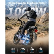 OUXI V8 Electric Bike for Adults, Ebike Moped Style with 1000W Peak Motor 48V 15Ah Battery, 20 Fat Tire E Bike, Dual Disc Brakes Mountain Bike for Commuting & Off-Road, E-bike UL2849