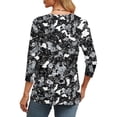 thumbnail image 5 of Drovellove Women's Casual Print 3/4 Length Sleeve Blouse with V Neck - Loose Fit Top for Home or Work, 5 of 7
