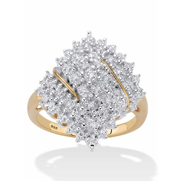 PalmBeach Jewelry Round Diamond Cluster Ring 1/4 TCW in 18k Gold-plated Sterling Silver