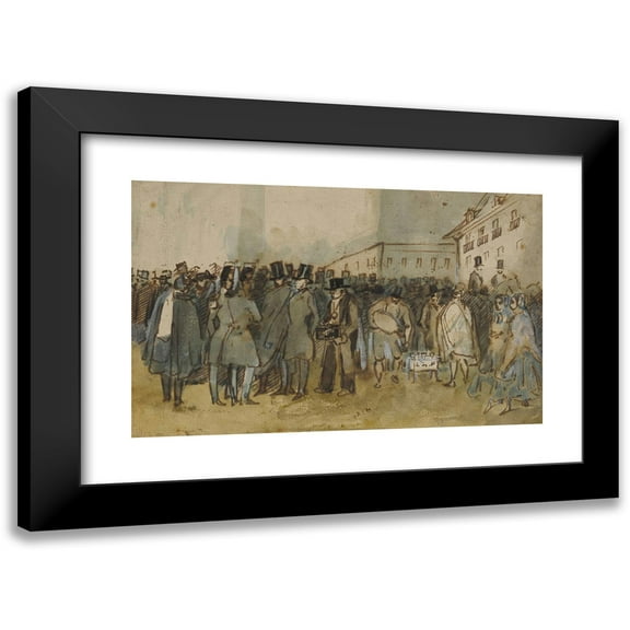Constantin Guys 14x11 Black Modern Framed Museum Art Print Titled - A Street Scene in Spain