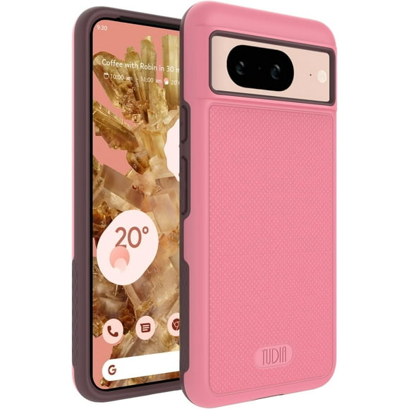 TUDIA MergeGrip Google Pixel 8 Case Droptested Dual Layer Tough Heavy Duty - Smokey Pink