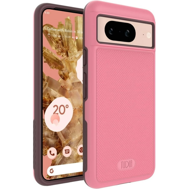 TUDIA MergeGrip Google Pixel 8 Étui Testé au Goutte Double Couche Robuste et Résistant - Rose Fumé