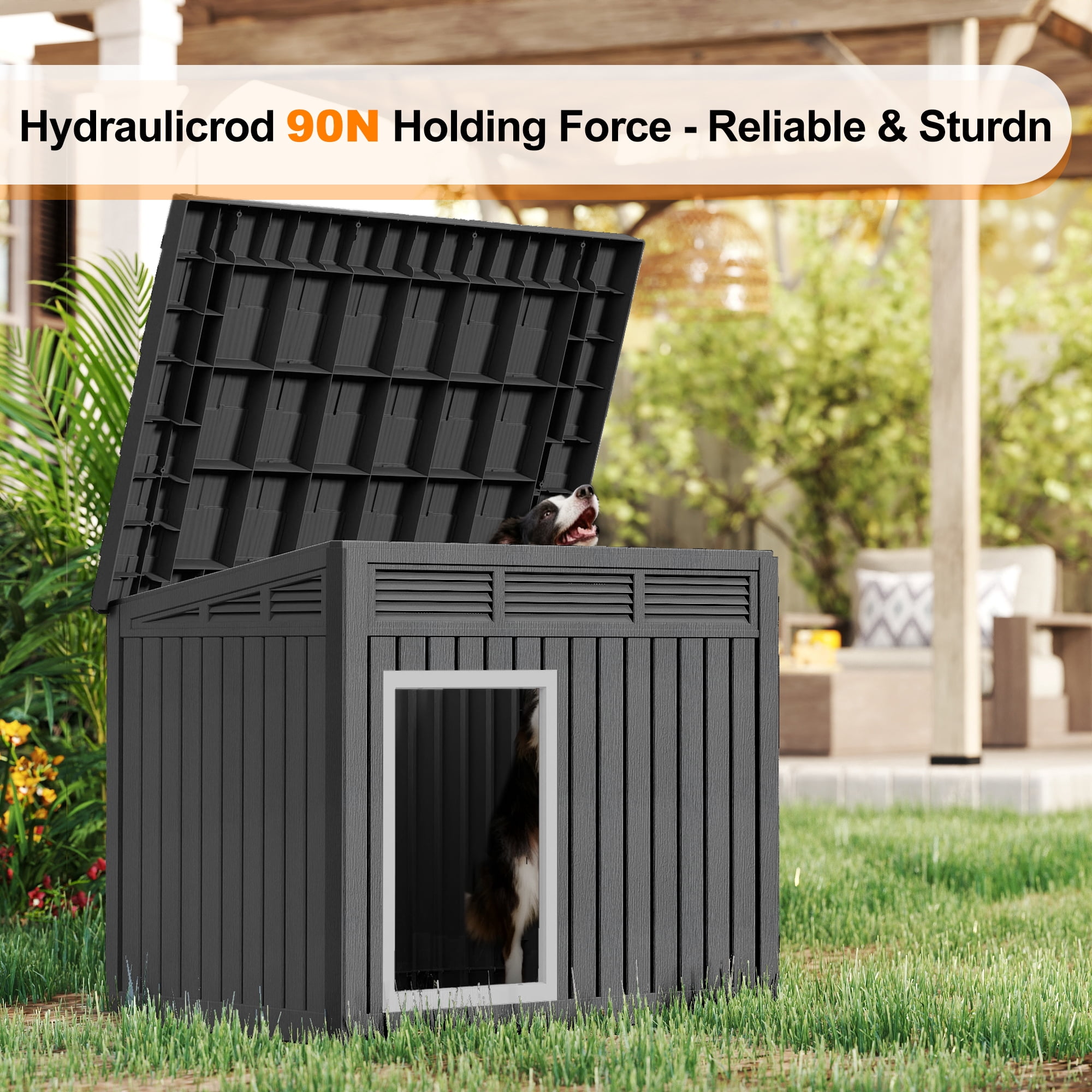Dog House for Indoor & Outdoor Use - Weatherproof Roof & Removable Floor, Fits Small to Medium Dogs