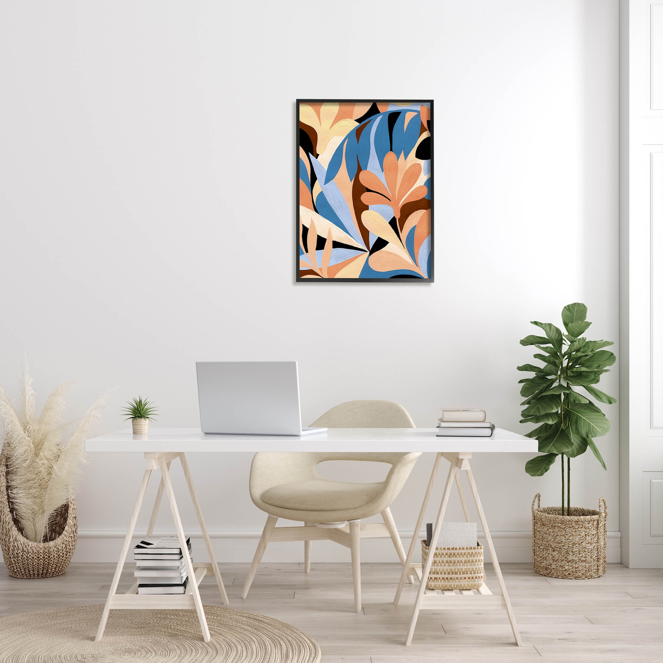 Abstract Overlapping Botanical Forms Botanical & Floral Graphic Art Black Framed Art Print Wall Art