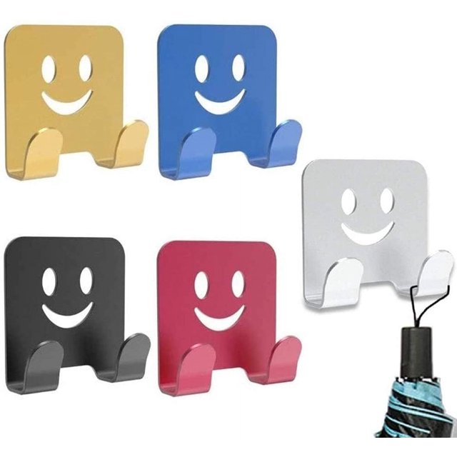 Gancho para maquinilla de afeitar de 5 piezas, gancho autoadhesivo de aleación de aluminio multiusos para maquinilla de afeitar de ducha, enchufe, llaves, utensilios de cocina, toalla, vestido (5 colores)