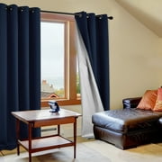 Deconovo Blackout Curtains 84 inch - Thermal Insulated Curtains for Bedroom with Back Silver Coating (52 x 84, Navy Blue, 2 Panels)