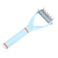 thumbnail image 4 of Rastrillo para eliminar el pelo de mascotas, doble cara en forma de Y, rastrillo para debajo del pelo, peine, herramientas para desenredar perros, azul claro, 4 of 8