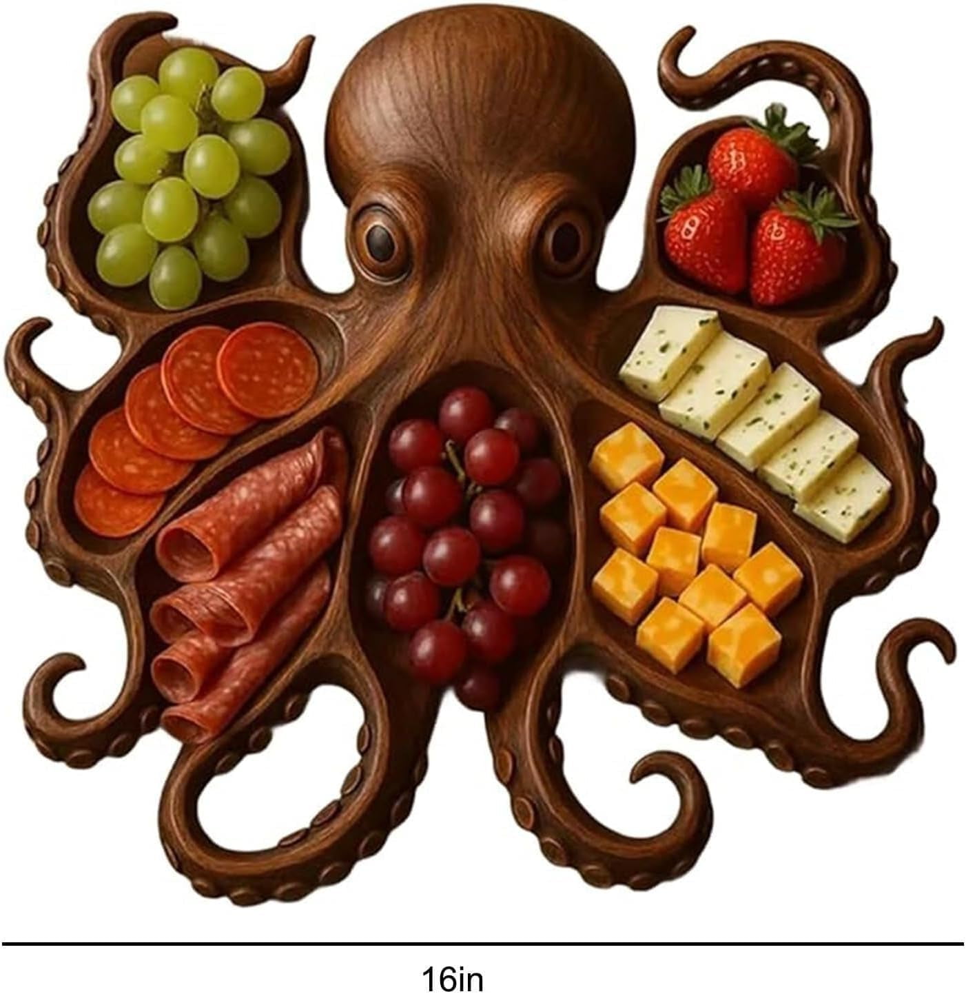 2 Stück Oktopus Servierplatten - Holz Brett Mit Meeres-Thema Für Käse, Fleisch & Obst