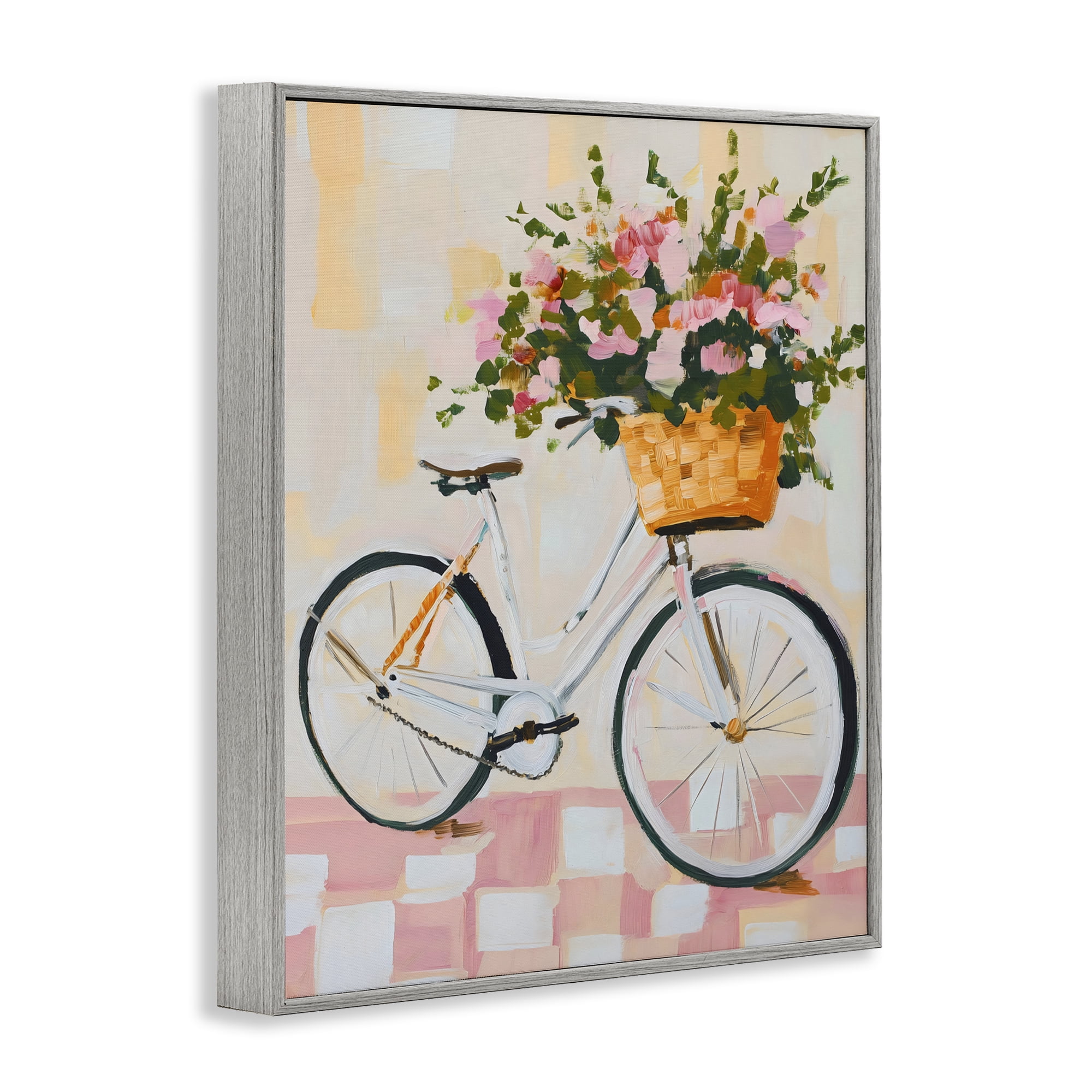 Stupell Industries Blooming Bicycle Basket Gray Framed Giclee Art, design by The Prints Vibe