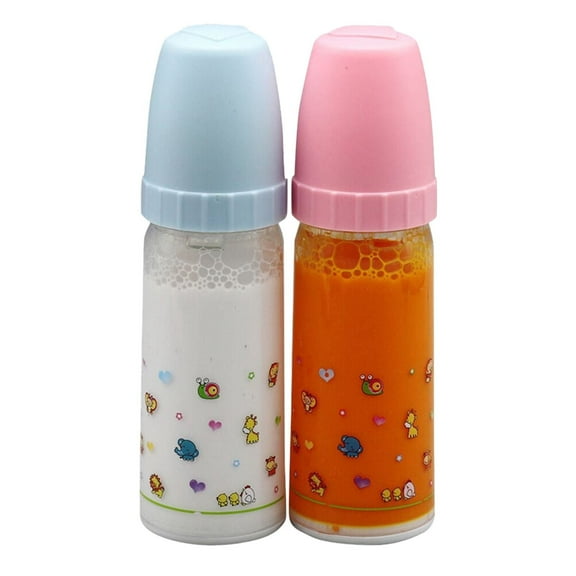 2pcs Baby Doll Feeding Bottle Set – Disappearing Milk & Juice Bottles, 140ml – Pretend Play Toy for Kids – Realistic Doll Accessories