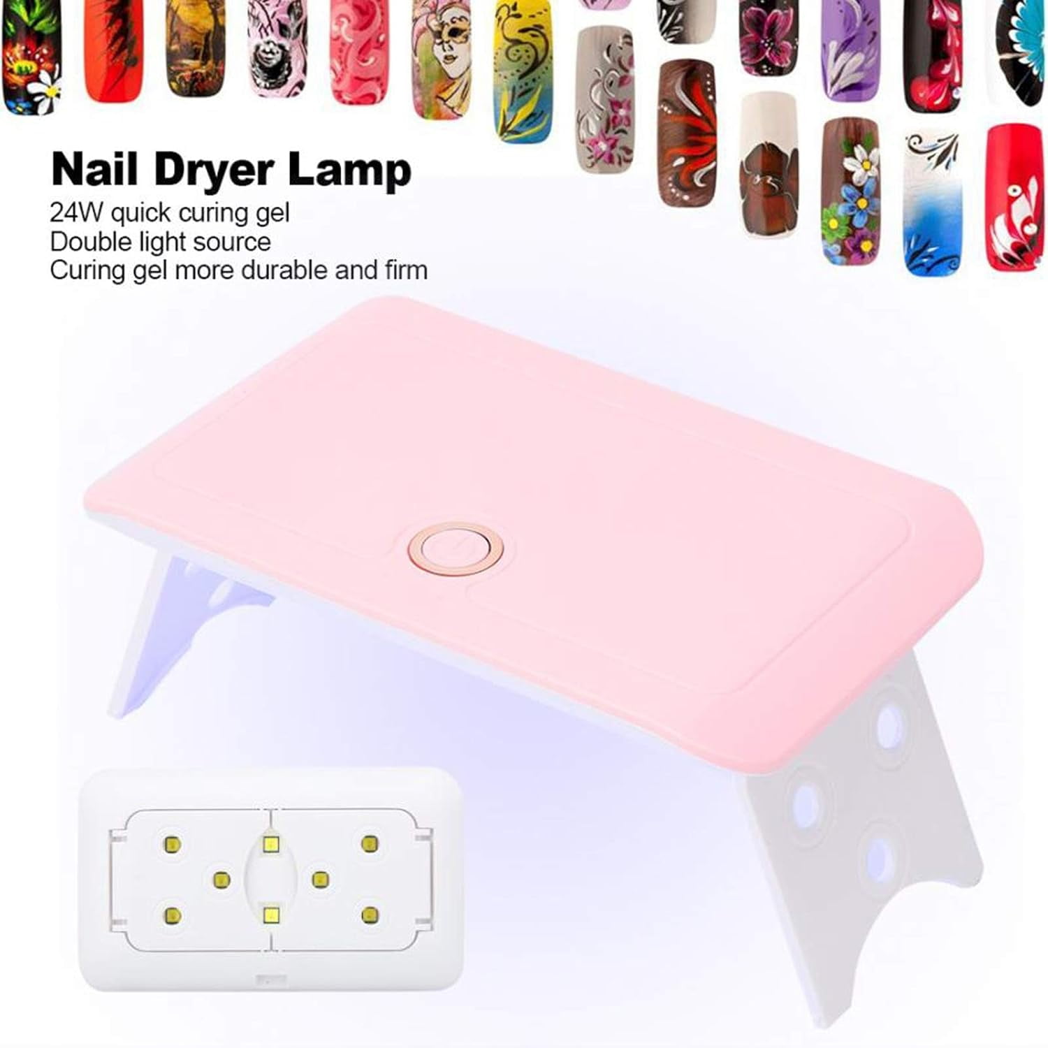 Lamp Nail Dryer 24W Lamp for Nails Manicure Machine Mini Portable Nail Lamp Gel Nail Polish Gel Varnish(OneColor)
