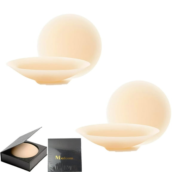 Mericonn 2 Pairs Nipple Covers No Show, Sticky Nipple Pasties for Women Silicone Reusable Adhesive Breast Petals