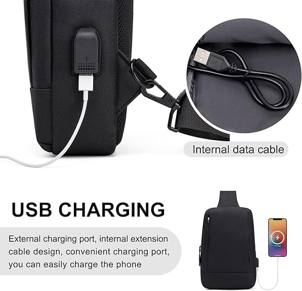 Kabaqoo Crossbody Sling Bag for Travel Work, Shoulder Chest Backpack for Men and Women Black
