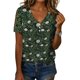 thumbnail image 1 of Blusa Zhyaj de manga corta con cuello en V y estampado floral bohemio para mujer, 1 of 2