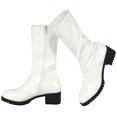 thumbnail image 1 of Hebilla para mujer Tacones gruesos Bota a media pantorrilla Botas de combate blancas EU 37, 1 of 7