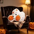 thumbnail image 6 of OCCOA Shaped Soft Throw Pillow with Ghost Pumpkin Skull Prints Fluffys Cushion for Sofa Bed Couch Indoor Autumns Interior Ornament Use, B, 6 of 6
