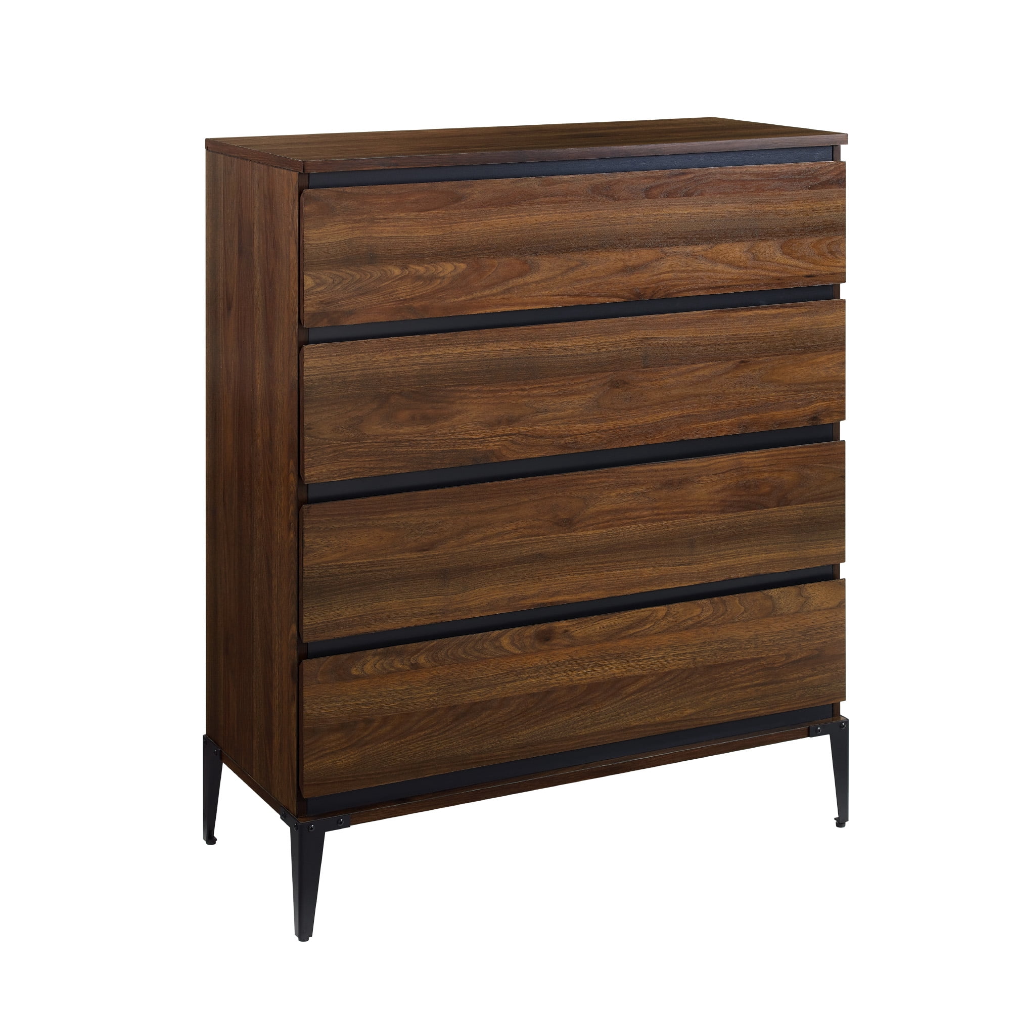 Walker Edison Urban Industrial 4 Drawer Vertical Dresser, Dark Walnut