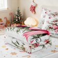thumbnail image 5 of Manfei Christmas Tree Zipper Full Size Comforter Sets with Fitted Sheet and 2 Pillowcases Holiday Zipper Bedding Set, Brown Cream, Xmas Reversible, 5 of 7