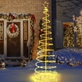 thumbnail image 4 of Patiojoy 6FT Light Up Spiral Christmas Tree RGB Artificial Tree w/Tree Top Star 135 LED Lights Metal Base Indoor & Outdoor Collapsible Spiral Tree, 4 of 10