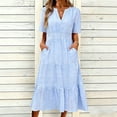 thumbnail image 3 of Summer Fashion Sun Dresses for Womens 2026 Plus Size Casual Dress Gradual Sleeveless Neck V-Neck Long Dress, 3 of 8