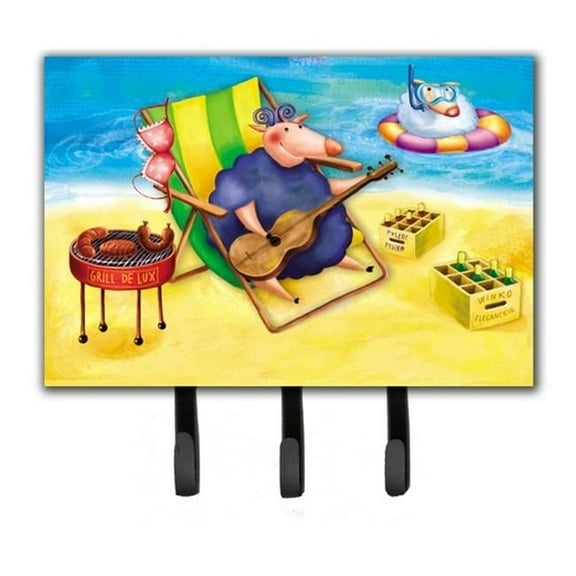Pig Sunbathing on the Beach Leash or Key Holder