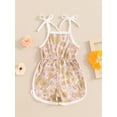 thumbnail image 3 of Musuos Toddler Girl Summer Jumpsuit 6M 12M 18M 24M 3Y 4Y Sleeveless Tie Strap Elastic Waist Floral Print Short Romper Casual Playsuit, 3 of 9