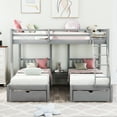 thumbnail image 5 of Bellemave Triple Bunk Bed with Storage Drawer Full over Twin and Twin Wood Convertible Bunk Bed Frame with Shelf and Built-in Table Space-saving 3 Bunk Bed for Teens, Gray, 5 of 11