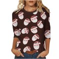 thumbnail image 2 of Meichang Hauts de Noël pour Femmes 2024 Soldes Manches 3/4 Coupe Ample Col Rond Hauts d'Automne Joyeux Noël T-Shirts Graphiques Décontractés Hauts de Vacances Blouses, 2 of 5