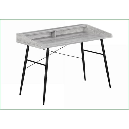 Desks 48” Modern Computer Desk with Storage Hutch Grey Laminate/Black Metal | Grey | Particle Board