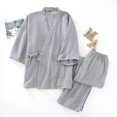 thumbnail image 1 of Pijamas de algodón 100% para hombre y Mujer, albornoces sueltos con cuello en V, Kimono, ropa de dormir de tres cuartos para pareja, 1 of 4
