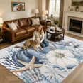 thumbnail image 2 of Coastal Fall Area Rugs 5'x7', Washable Small Throw Rugs for Laundry Room Playroom, Thanksgiving Blue Pumpkins Starfish Coral Indoor Outdoor Rug Non-Slip Low Pile Carpet Runner Reversible Floor Mats, 2 of 8