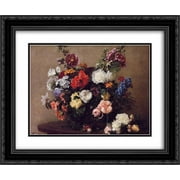 Henri Fantin Latour 2x Matted 24x20 Black Ornate Framed Art Print 'Bouquet of Diverse Flowers'