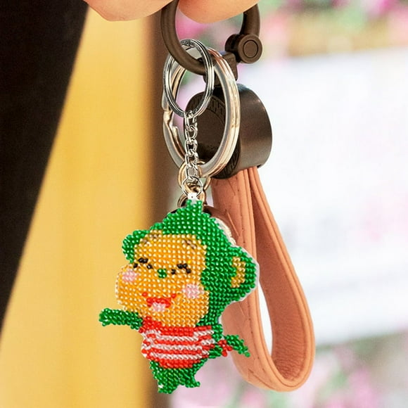 Stamp Needlework Bead Cross Stitch DIY Handmade Keychain Kit (Y-038 Monkey)