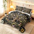 thumbnail image 3 of Homewish Vintage Tree Of Life Twin Quilt Set,Romantic Floral Twin Coverlet Set,Black Green,Black Reversible,2pcs, 3 of 7