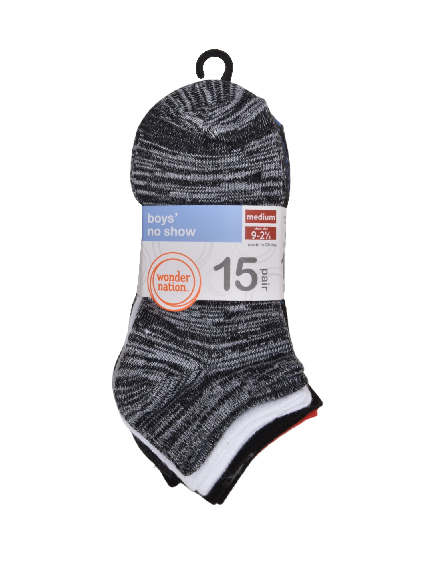Wonder Nation Boys Gamer No-Show Socks, 15-pack, Size Medium (Shoe Size 9-2.5)