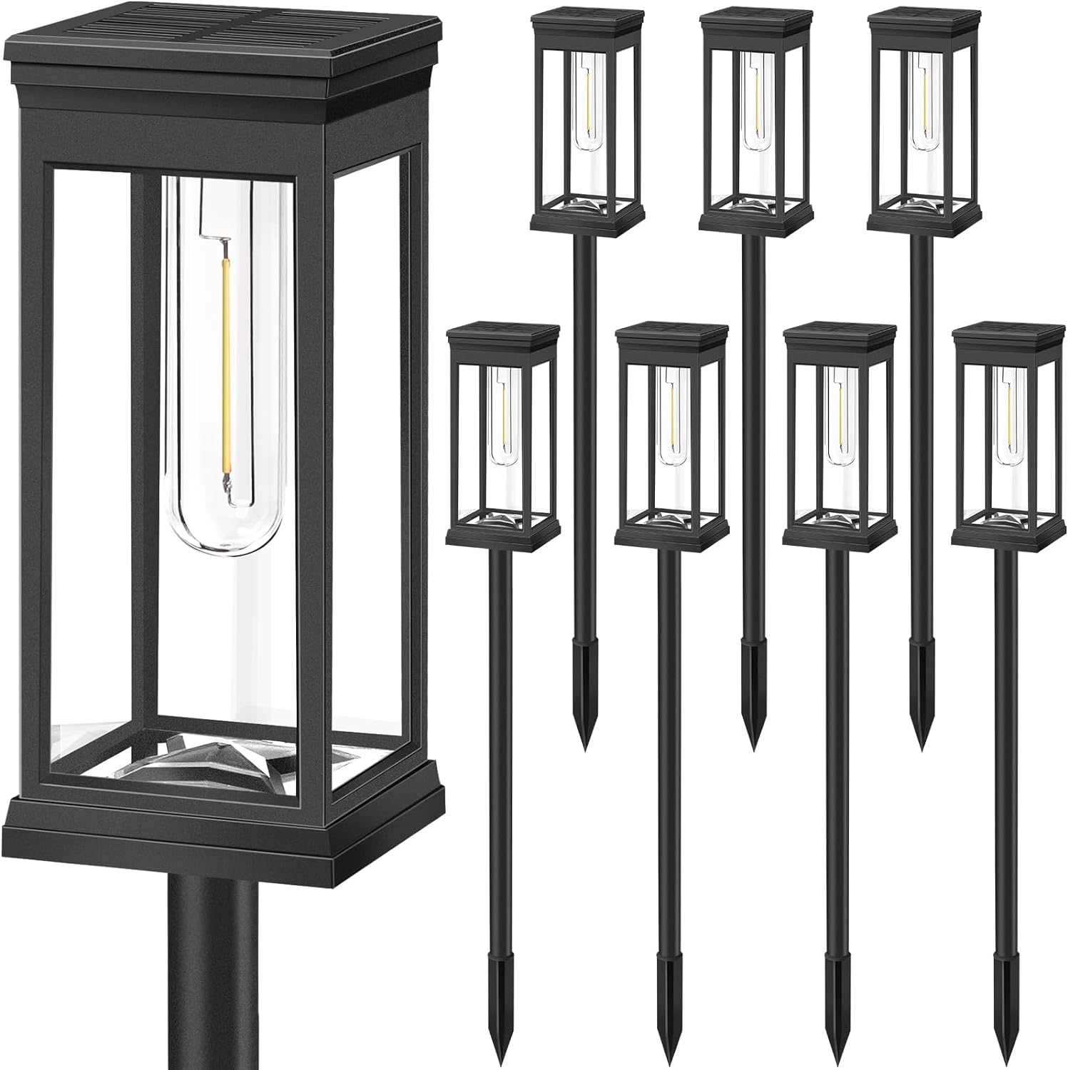Solar Pathway Lights Outdoor, 8-Pack Large LED Solar Light Outdoor Waterproof, Super Bright Outside Lights for Yard, Sun-Powered Landscape Lighting for Garden Walkway, Warm White