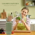 thumbnail image 4 of Knife Set, 6 Pieces Professional Kitchen Knife Set with Universal Knife Block, Super Sharp Knife Set with Ergonomic Handle Non-stick Stainless Steel Knife Block Set (Green), 4 of 6