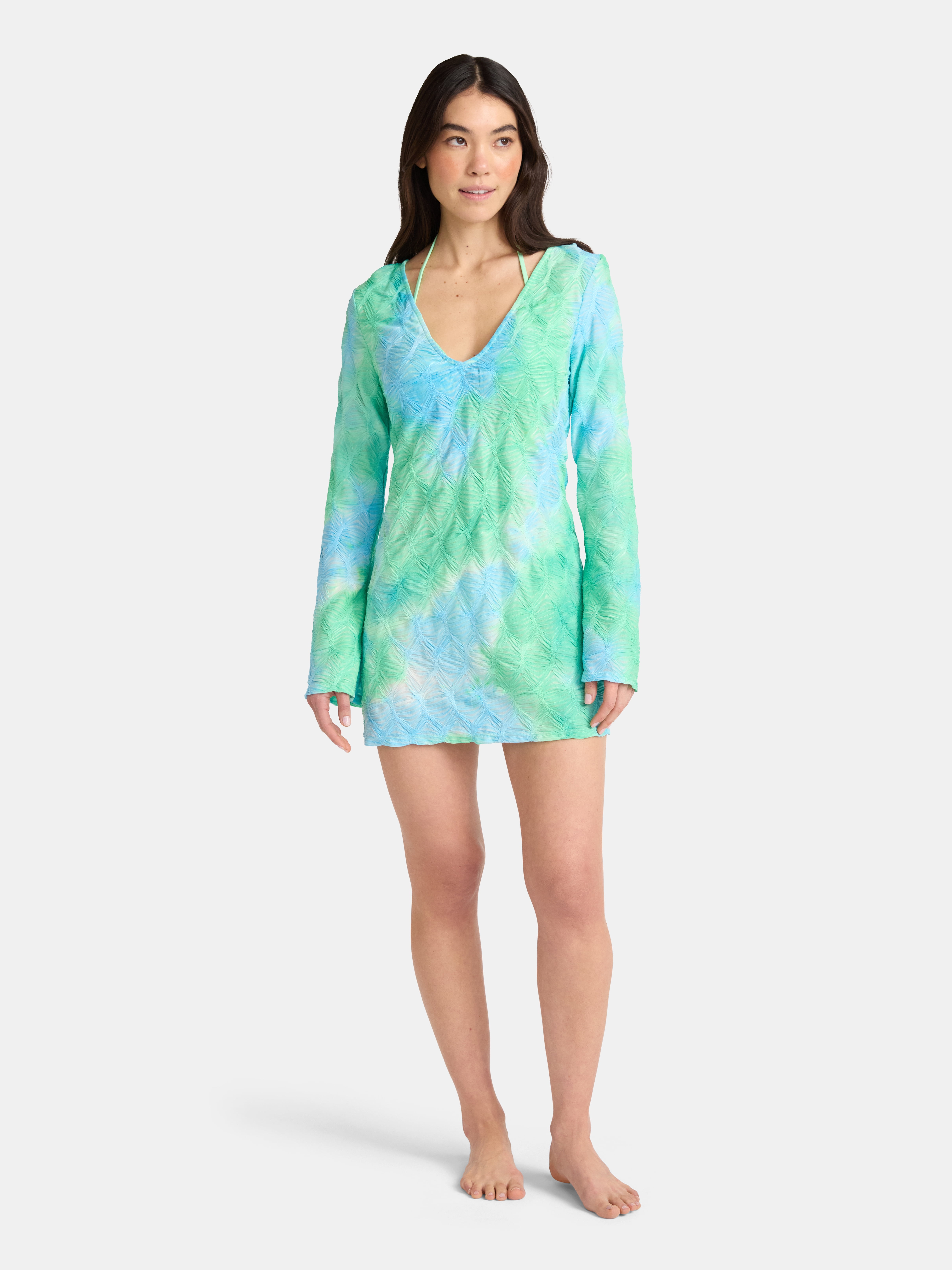 No Boundaries Scrunch Texture Coverup Dress, Women’s