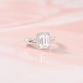 thumbnail image 2 of Gems Jewels Women's 925 Sterling Silver 2.55 Ctw Emerald Cut White Diamond Wedding Engagement Anniversary Halo Ring 14K White Gold Plated -5, 2 of 5