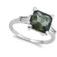thumbnail image 4 of CHOOSE YOUR COLOR Square Olive CZ Solitaire Wedding Ring .925 Sterling Silver Band Green Female Size 5, 4 of 4
