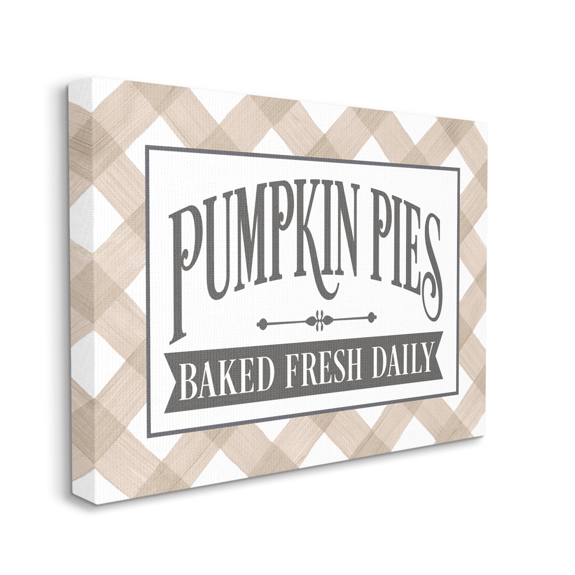 Stupell Industries Pumpkin Pies Baked Fresh Seasonal Tartan Sign Graphic Art Gallery Wrapped Canvas Print Wall Art, Design by Lettered and Lined