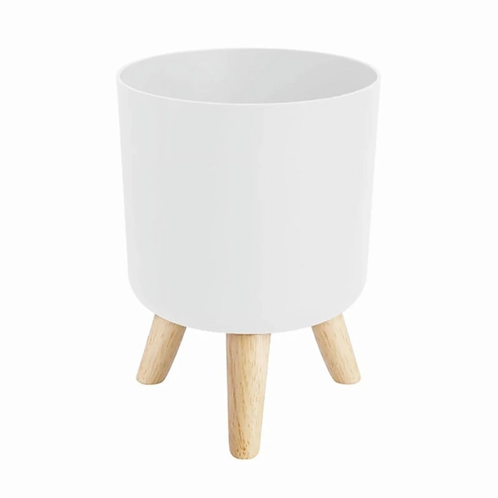 XYKA Modern Plant Pots with Wooden Legs Holder , Wood Plant Stand